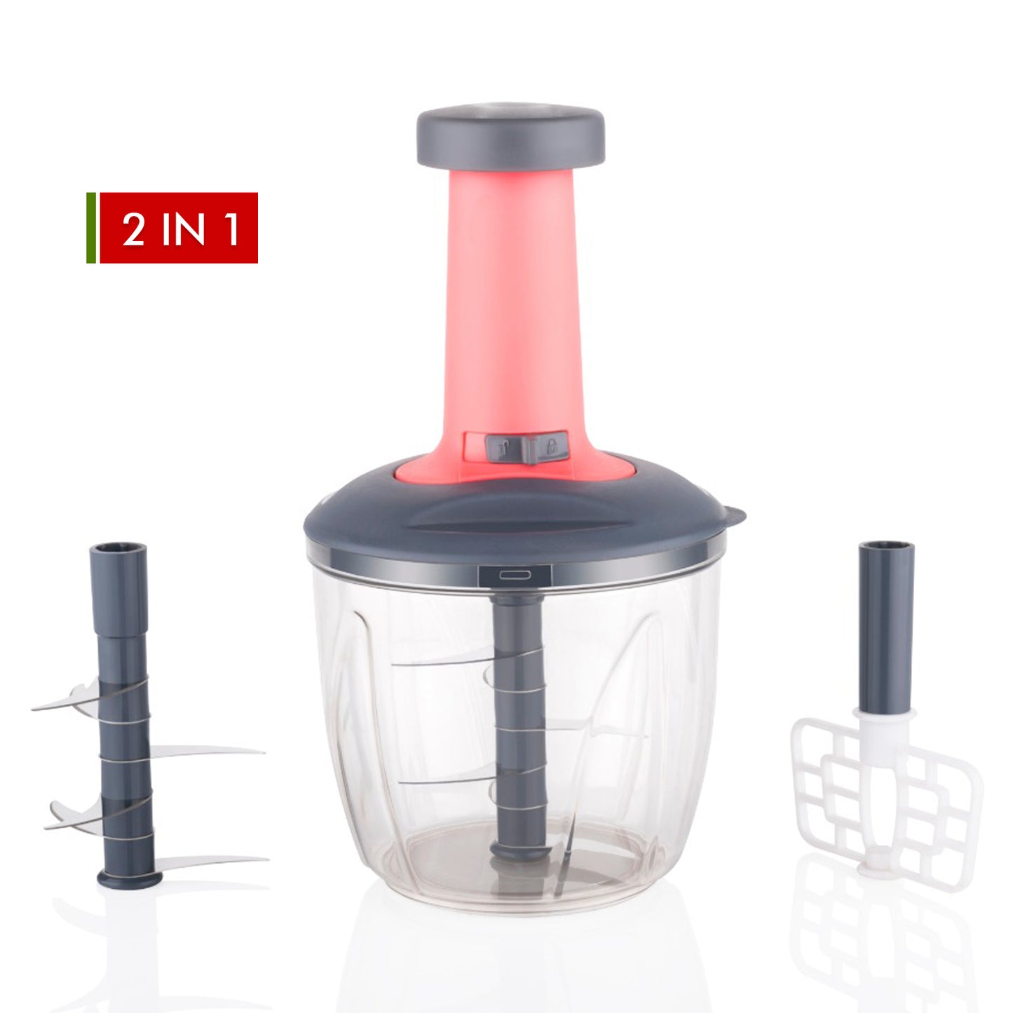 5368 1100 Ml 2 In 1 Push Up Chopper With Blender Affixed With 6 Sharp Blade Vegetable And Fruit Cutter With Easy Push And Chop Button