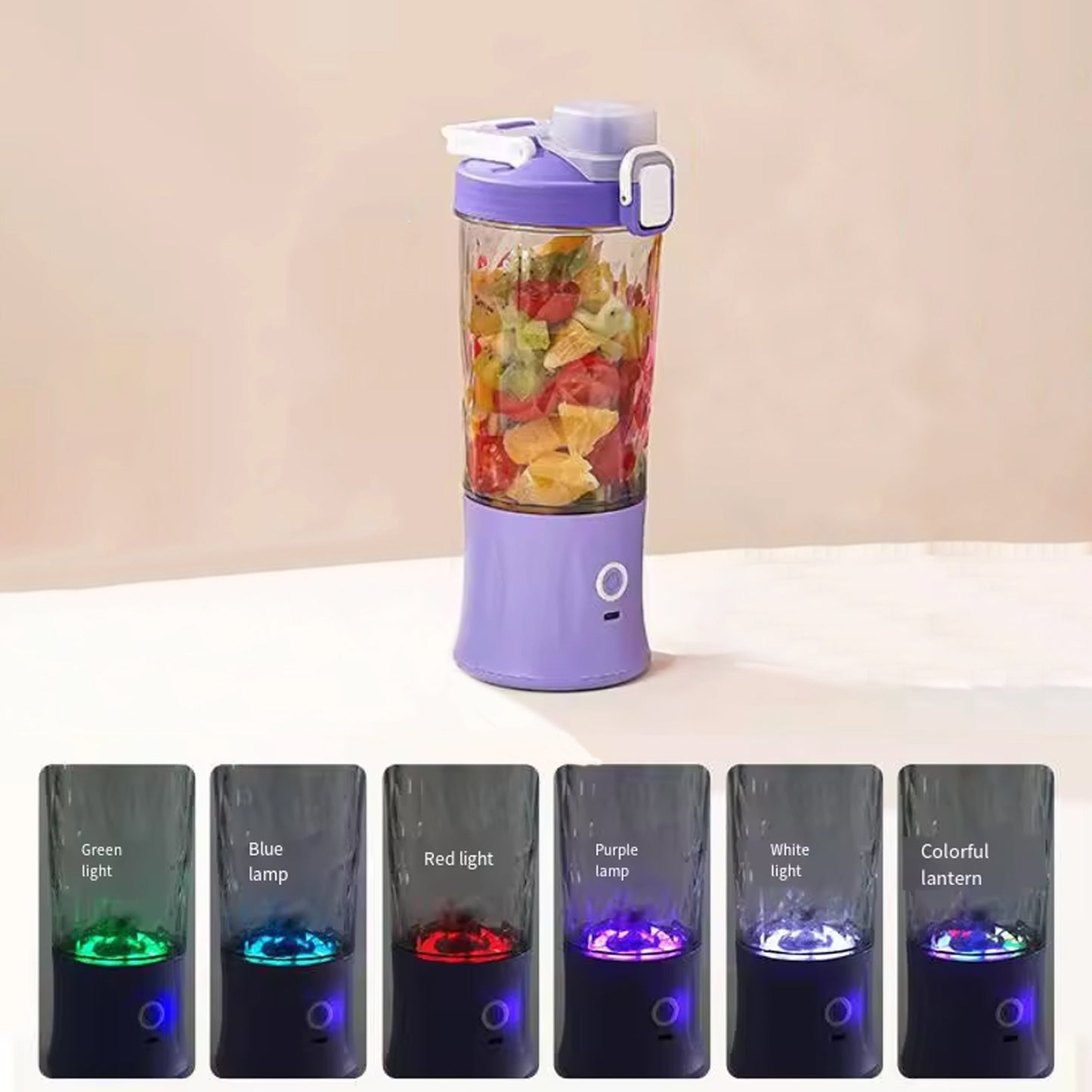 Eletric Crusher Juicer With Multicolor Light 8 Blades (600 Ml Multicolor)